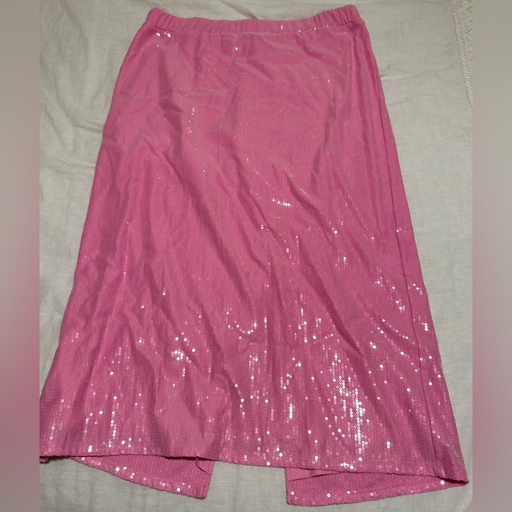 St. John's Bay Pink Sequin Midi Skirt